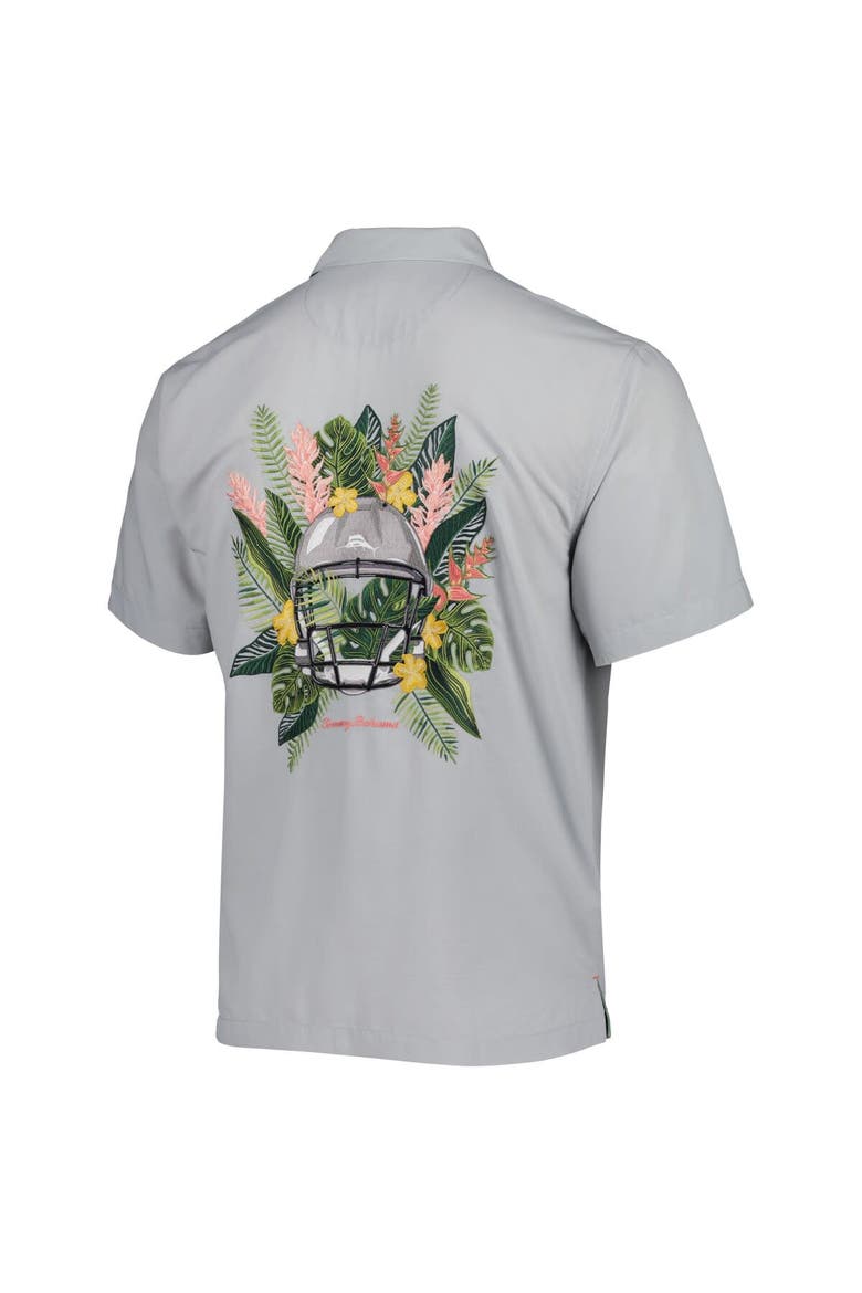 Men's Tommy Bahama Gray New Orleans Saints Coconut Point Frondly Fan Camp IslandZone Button-Up Shirt, Alternate, color, Gray
