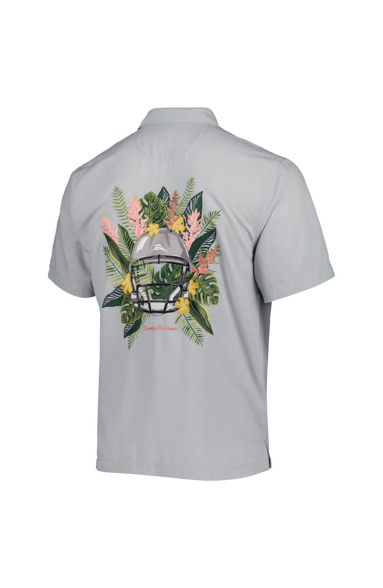 Tommy Bahama Men's Tommy Bahama Gray New Orleans Saints Coconut Point Frondly Fan Camp IslandZone Button-Up Shirt, Alternate, color,