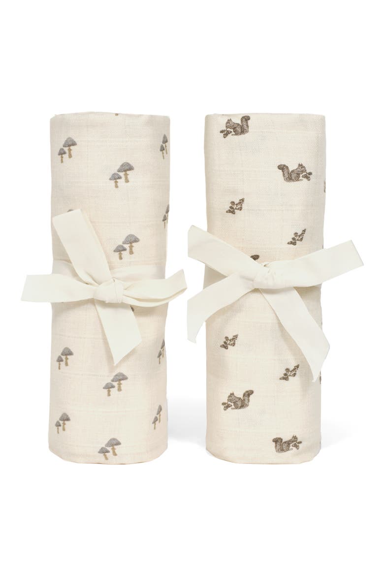 Assorted 2-Pack Organic Cotton Jersey Swaddle Blankets, Main, color, MUSHROOMS/SQUIRRELS