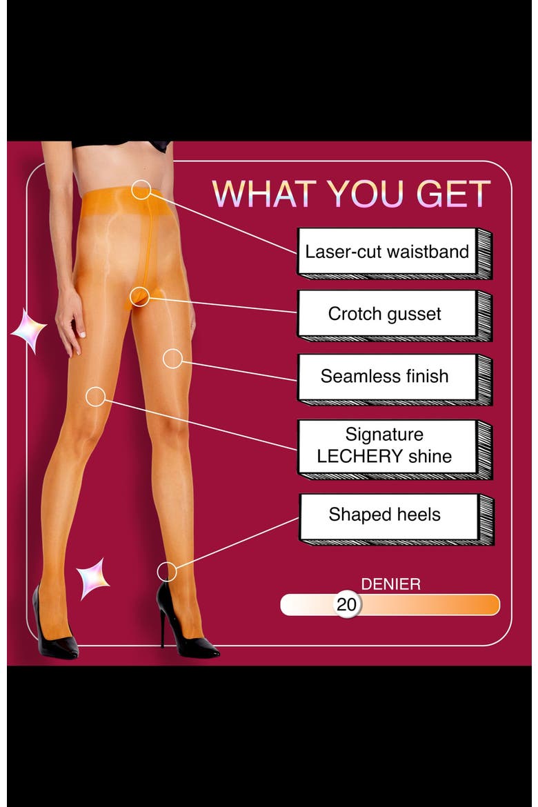 7-Pack Glossy Sheer Run Resistant Party Evening Tights for Women, Alternate, color, Orange