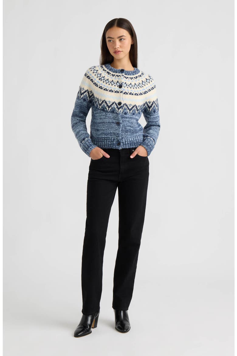 Fair Isle Cardigan, Alternate, color, BLUE MULTI