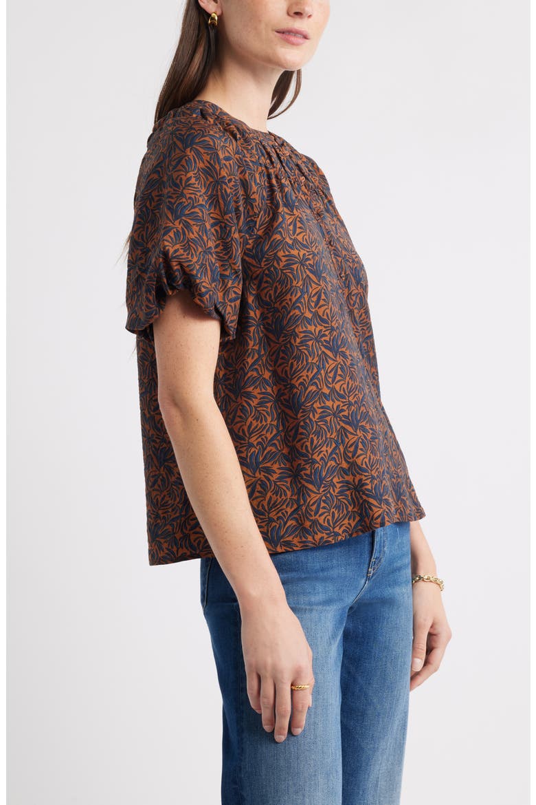 Puff Sleeve Top, Alternate, color, RUST BISQUE CECILIA BLOOM