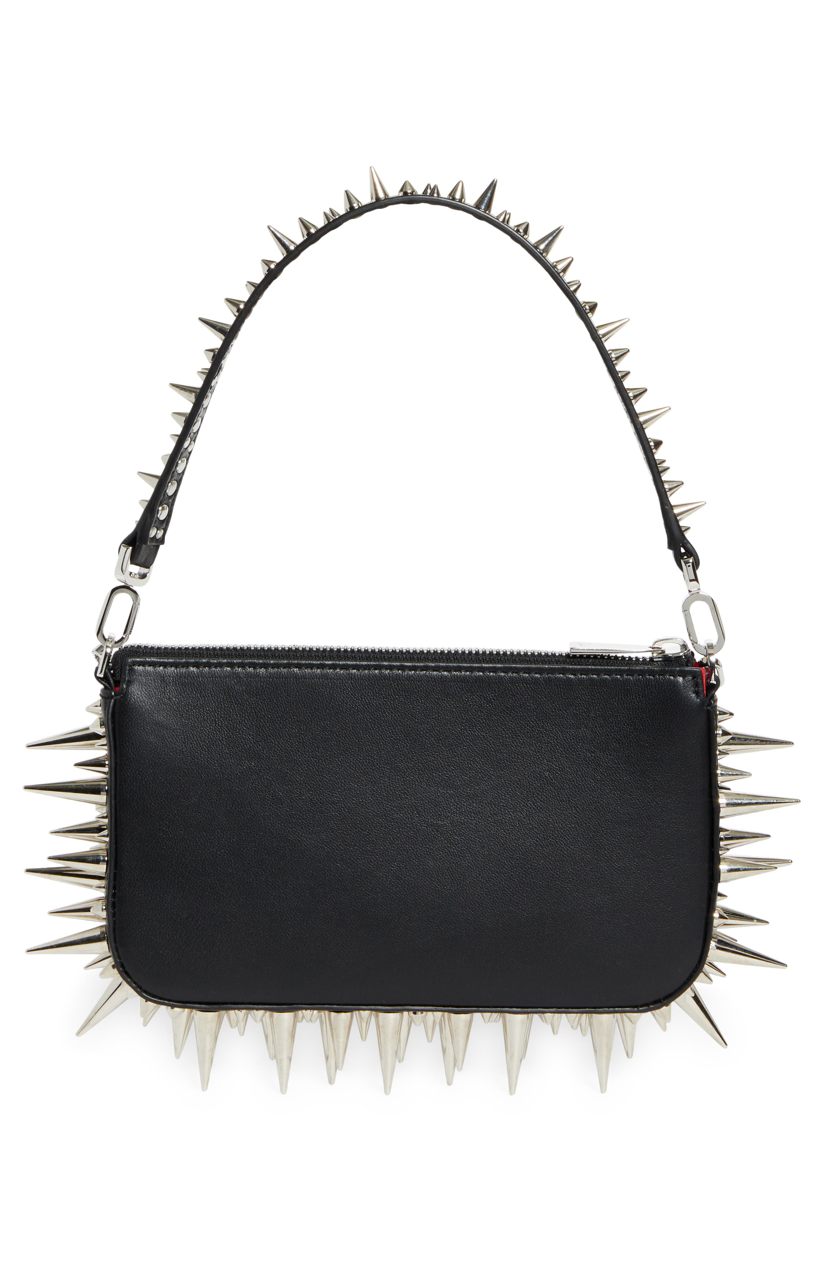 Christian Louboutin Loubila Spike Leather Shoulder Bag, Alternate, color, 