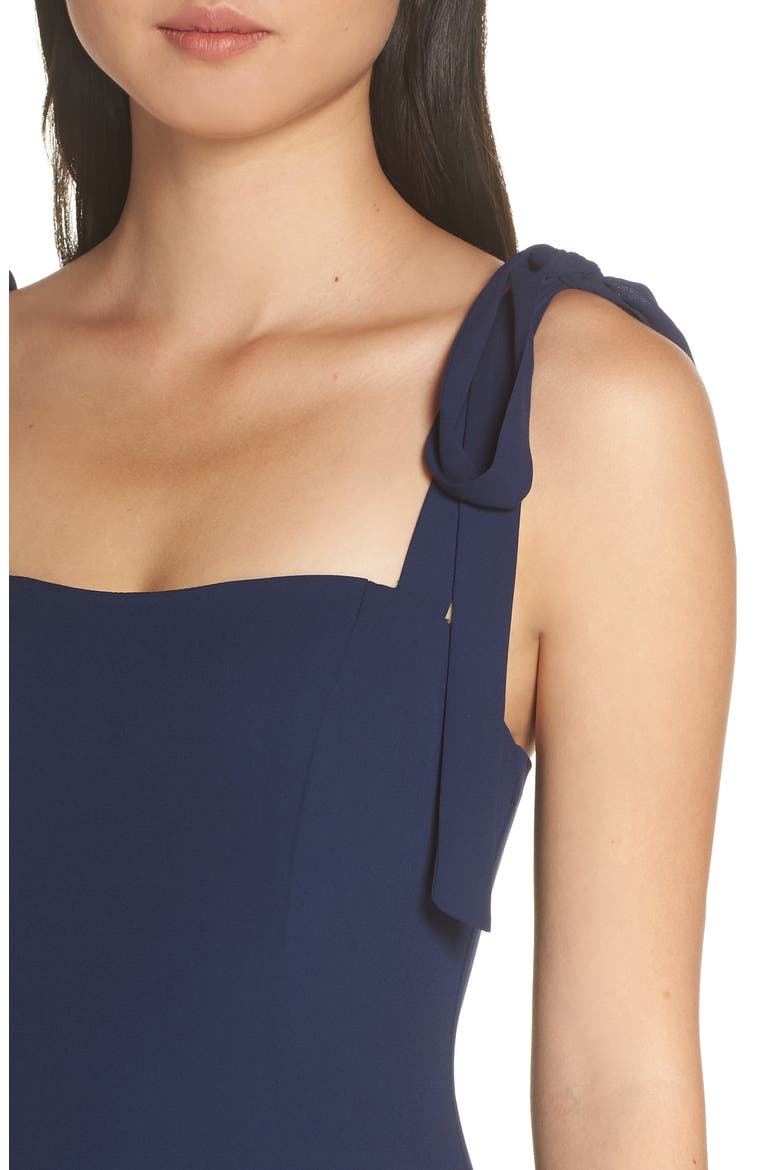 Tie Shoulder A-Line Gown, Alternate, color, NAVY