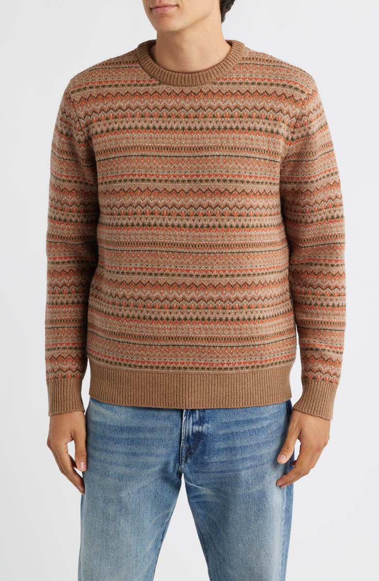 Schott NYC Fair Isle Wool Blend Sweater, Main, color, Camel