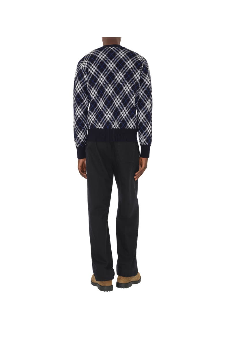 Burberry Check Wool Blend Cardigan, Alternate, color, Ink Blue
