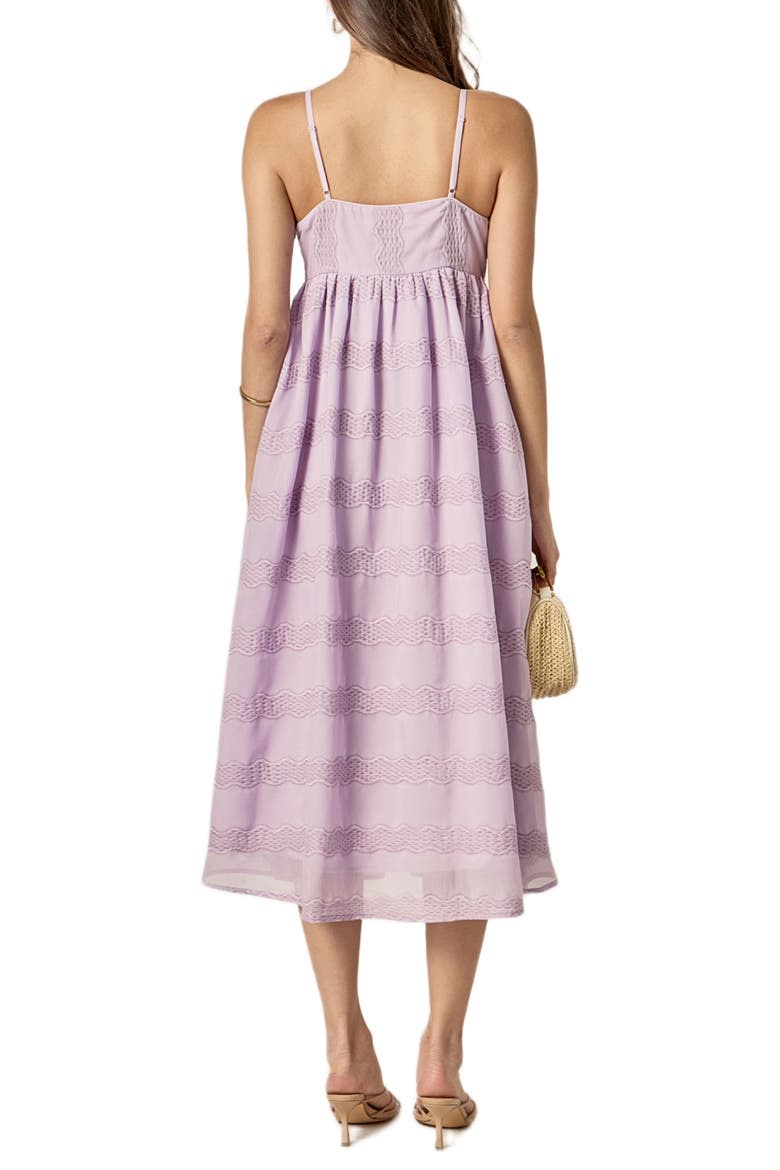 Embroidered Sleeveless Chiffon Midi Dress, Alternate, color, LILAC
