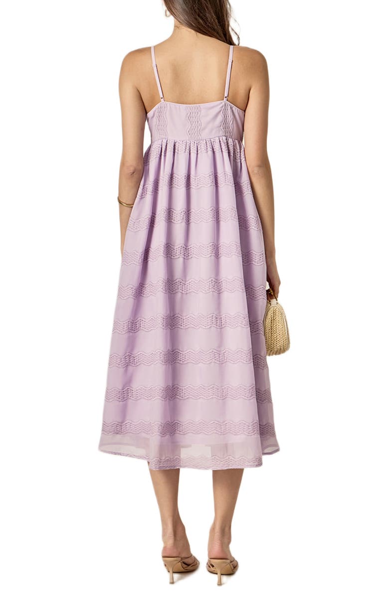 English Factory Embroidered Sleeveless Chiffon Midi Dress, Alternate, color, Lilac