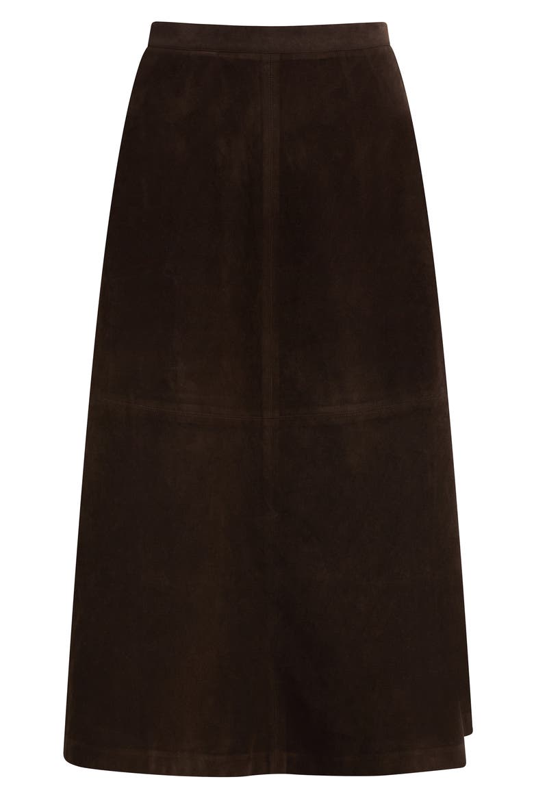 Tavi Faux Suede Midi Skirt, Alternate, color, DARK CHOCOLATE