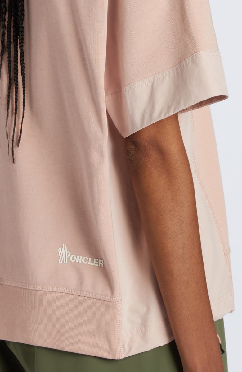 Moncler Grenoble Logo Drawcord Hem Cotton T-Shirt, Alternate, color, Rose Quicksand