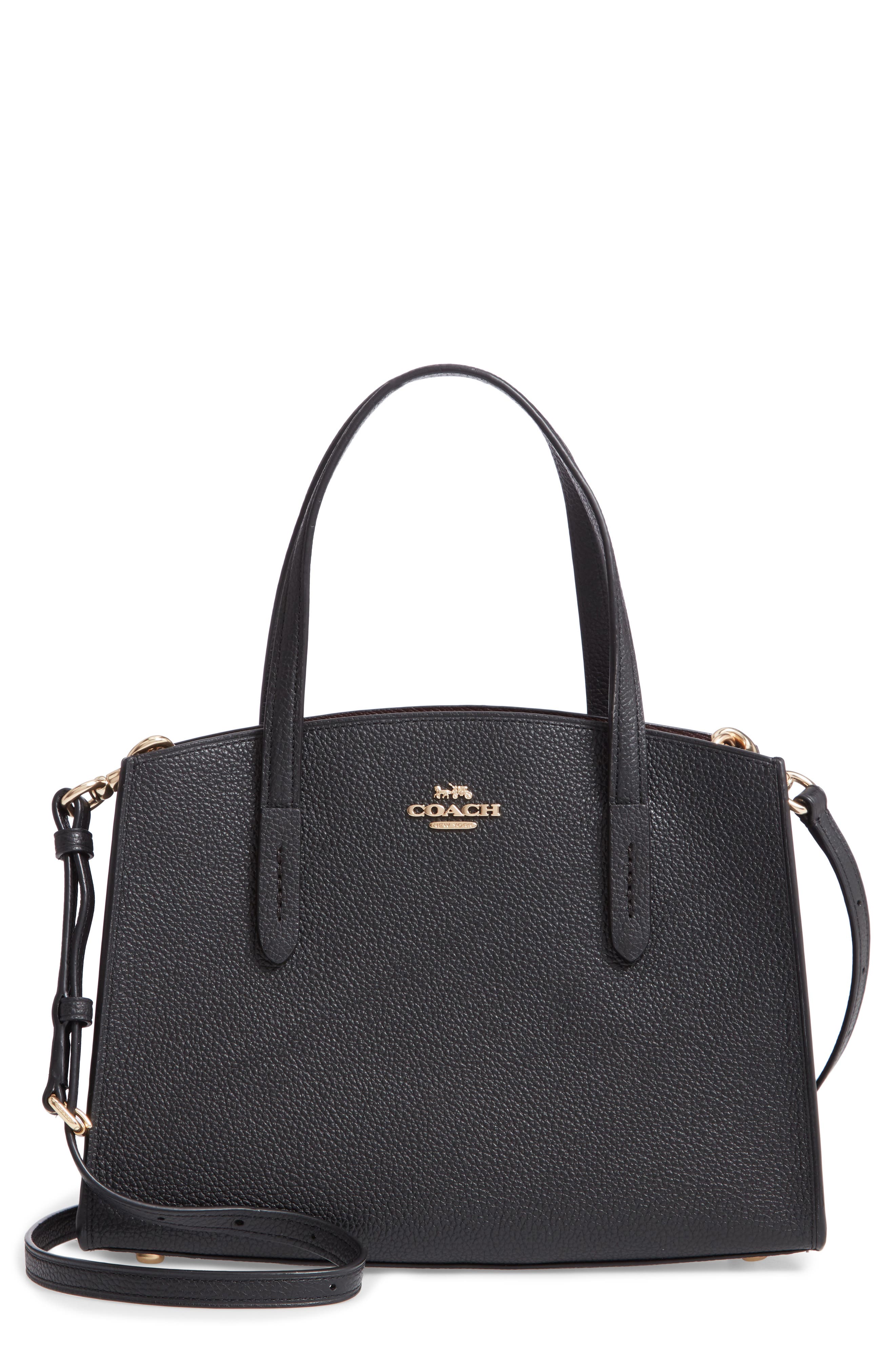 COACH Charlie Leather Tote, Main, color, 