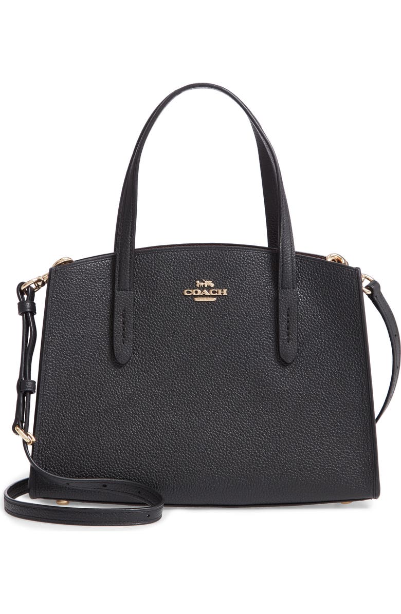 COACH Charlie Leather Tote, Main, color,