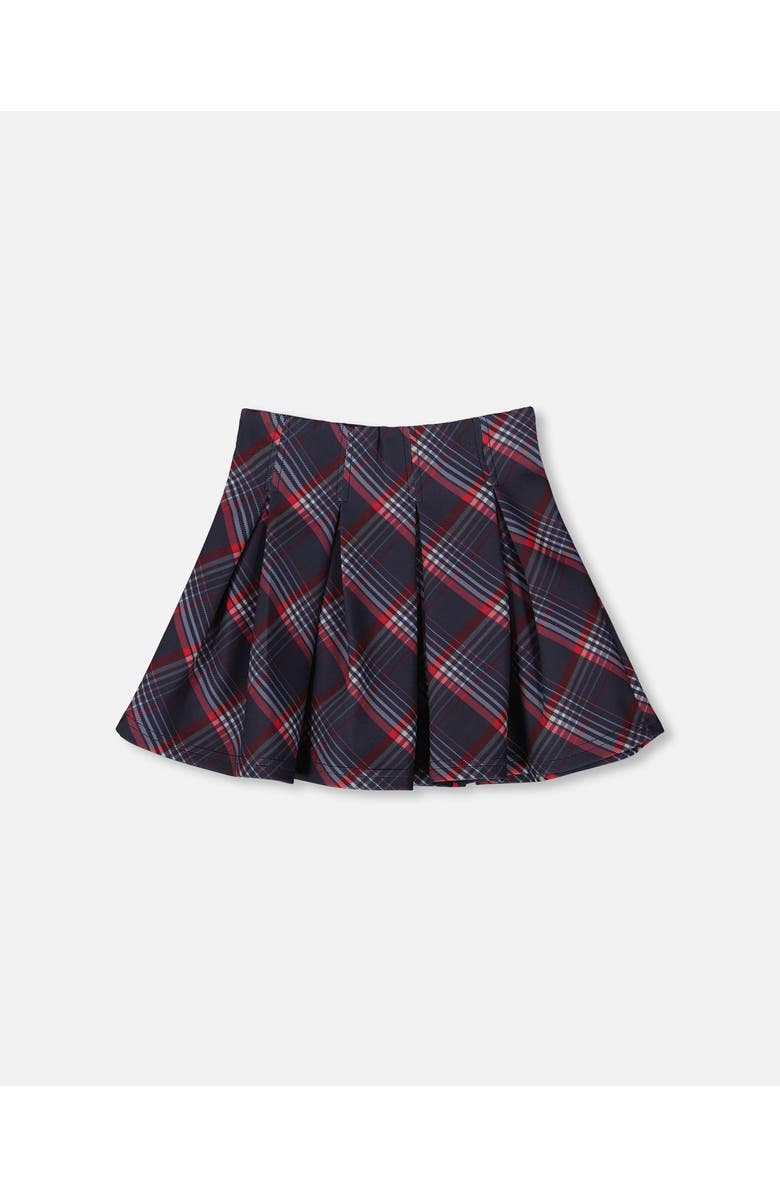 Deux par Deux Pleated Milano Skirt, Alternate, color, Red And Navy Plaid