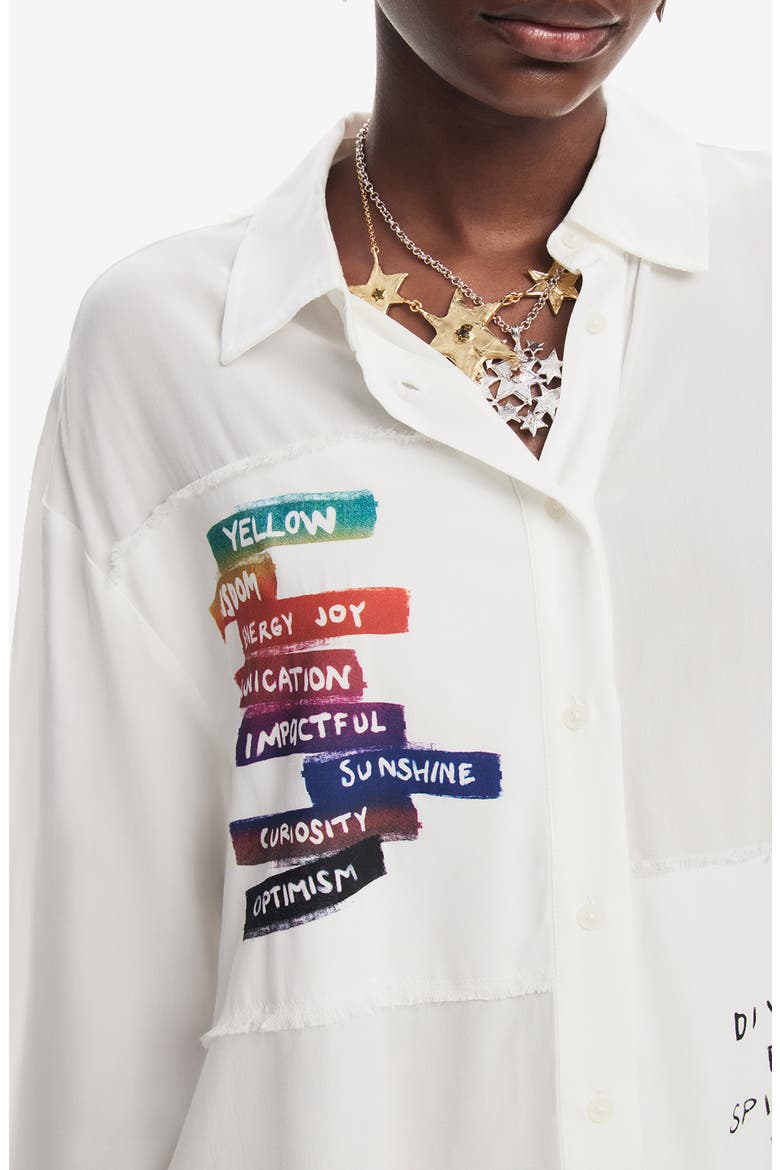 Message Relaxed Button-Up Shirt, Alternate, color, WHITE