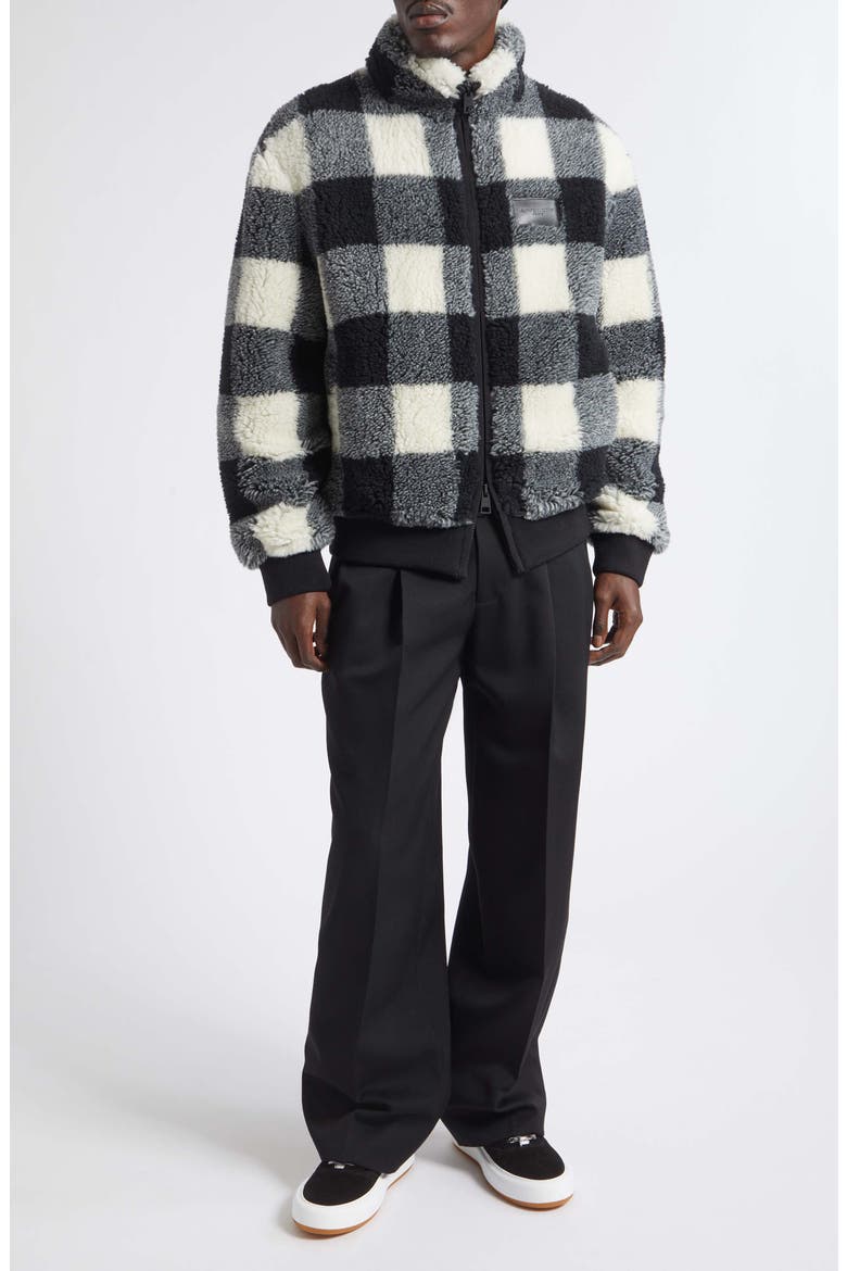 Buffalo Check Fleece Zip Jacket, Alternate, color, BLACK/ WHITE