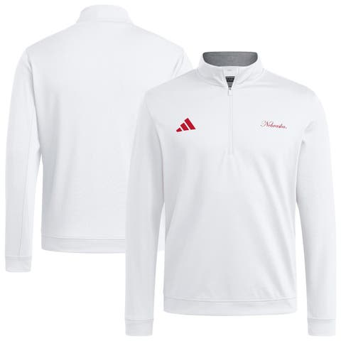 Men's adidas White Nebraska Huskers Elevated Quarter-Zip Jacket