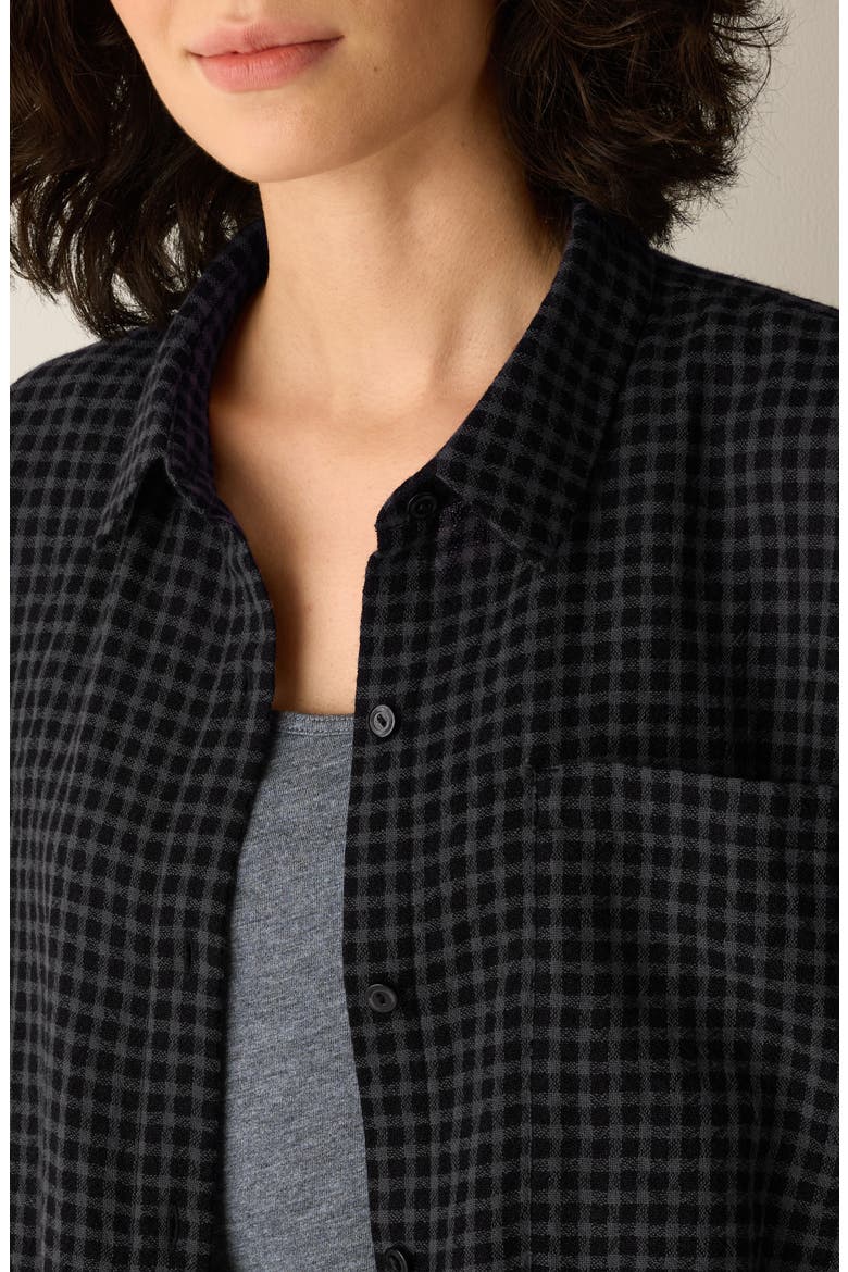 Classic Collar Longline Button-Up Shirt, Alternate, color, BLACK/ ASH