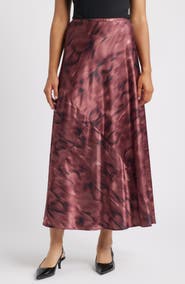 CITY BLUES Savoy Print Bias Cut Maxi Skirt