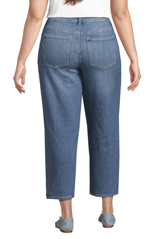 Lands' End Soft Denim Mid Rise Relaxed Straight Crop Jeans In Blue