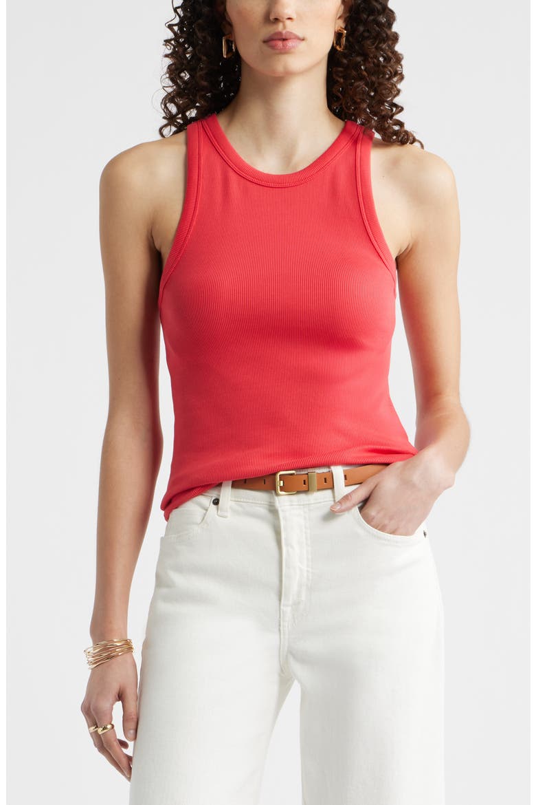 Everyday Cotton Rib Tank, Main, color, RED SAUCY