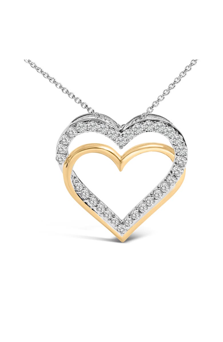 Haus of Brilliance 14K Yellow Gold Plated Sterling Silver 1.00 Cttw Diamond Double Heart Pendant Necklace, Alternate, color, Yellow Gold Over Silver