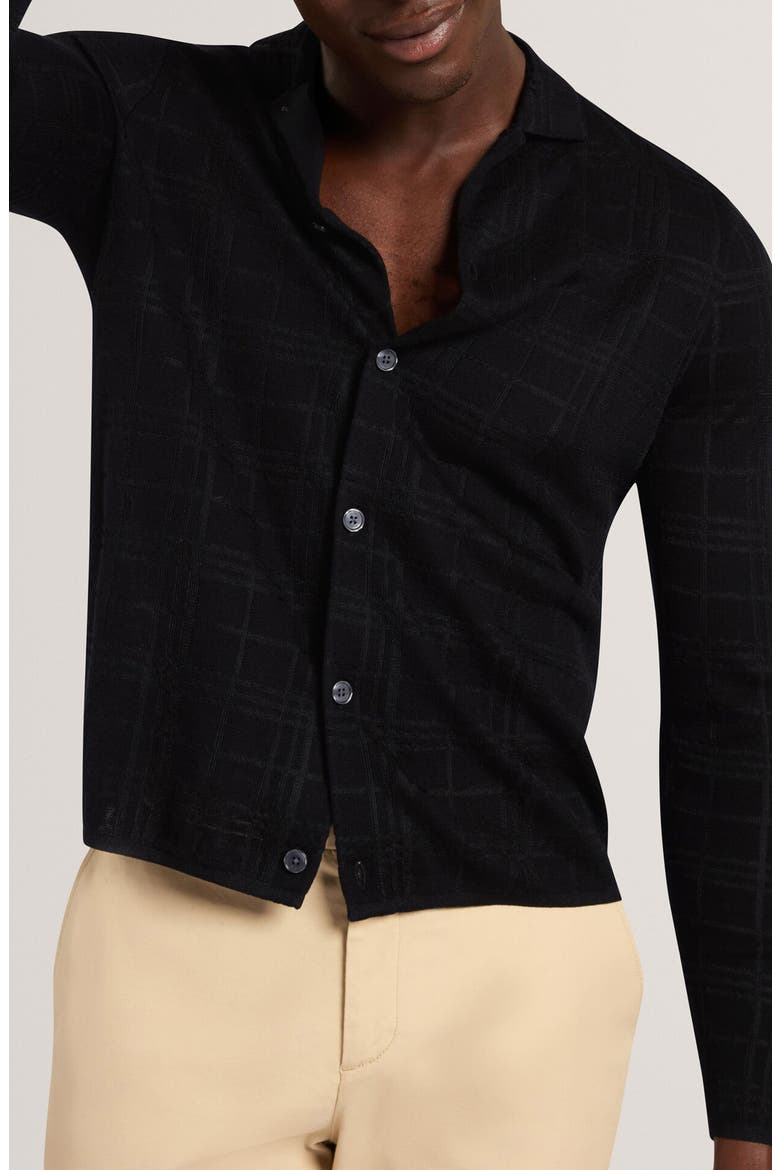 Mcline Grid Long Sleeve Cardigan, Main, color, BLACK