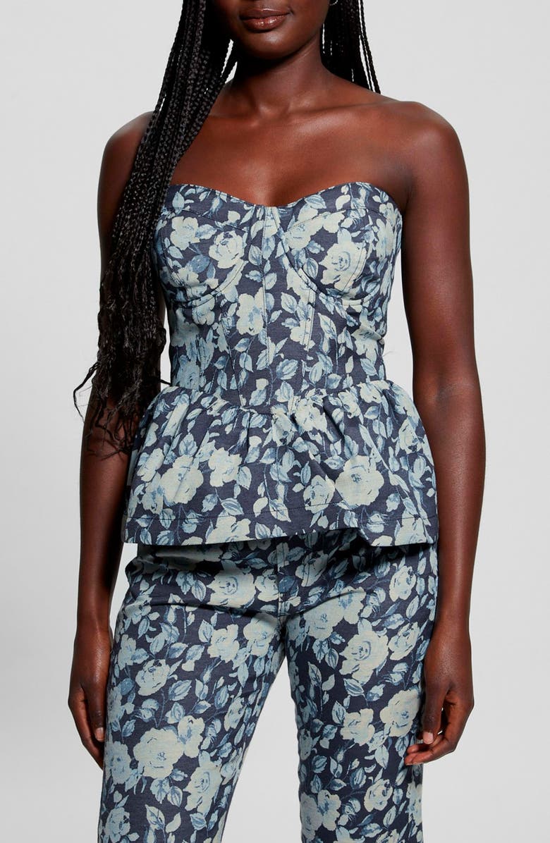 GUESS Margaux Denim Corset with Removable Straps, Main, color, 