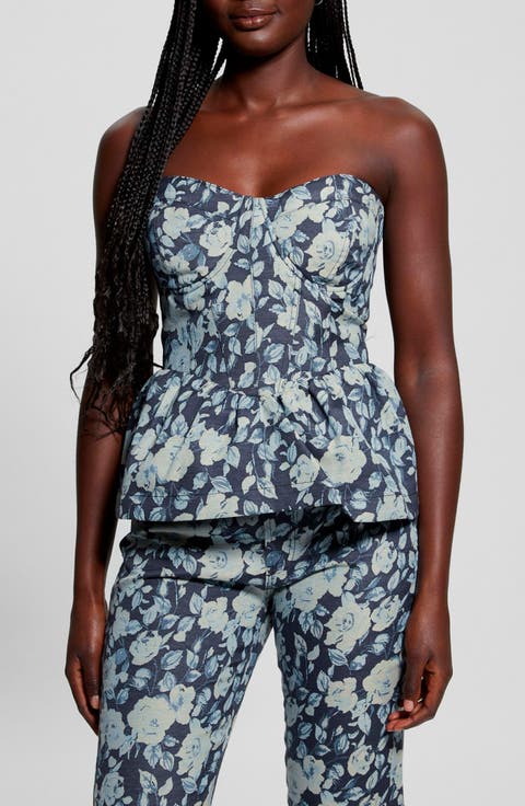 Margaux Denim Corset with Removable Straps