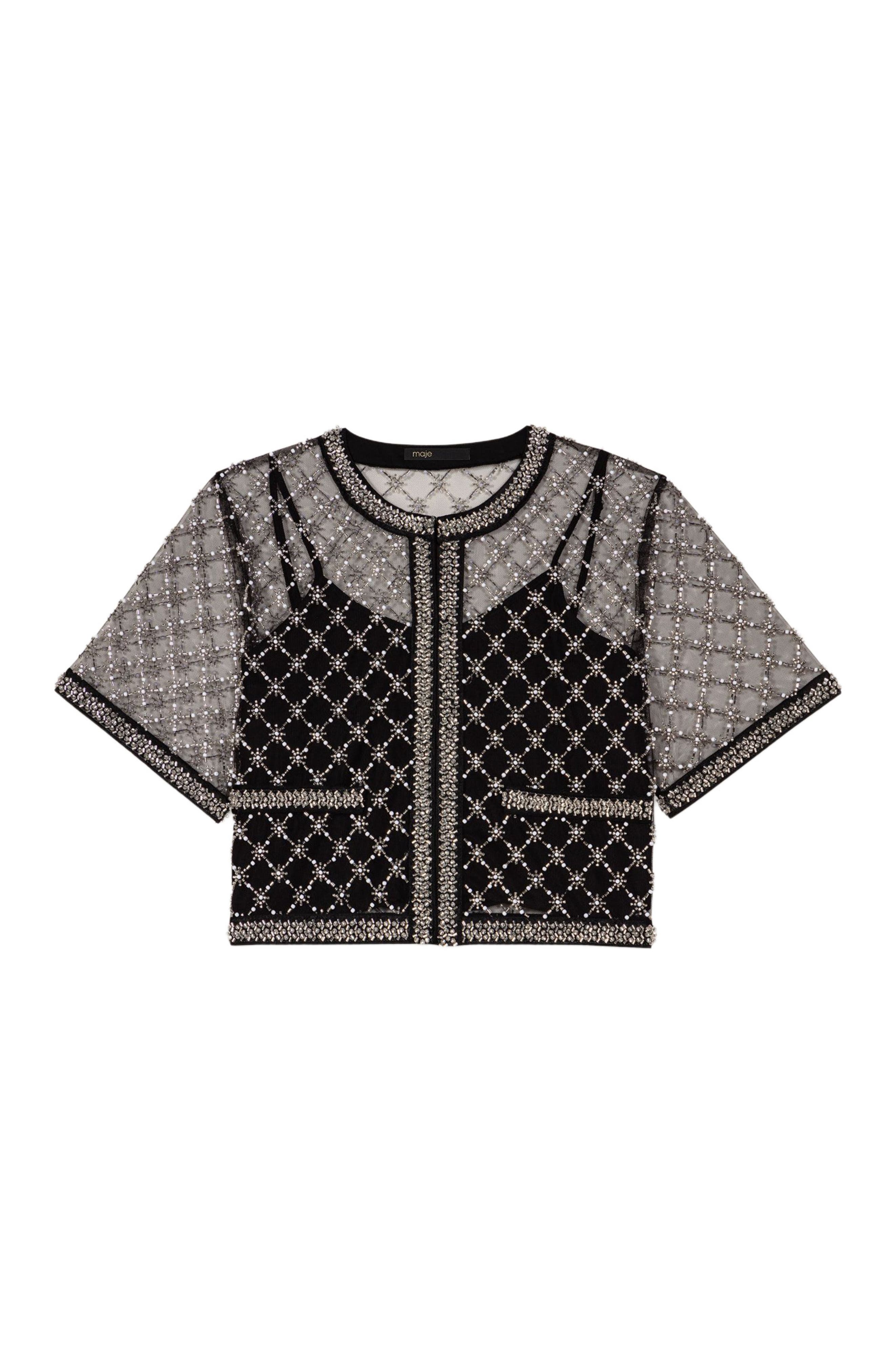 maje Embroidered tulle top (Women) | Nordstrom
