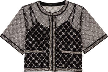 maje Embroidered tulle top | Nordstrom