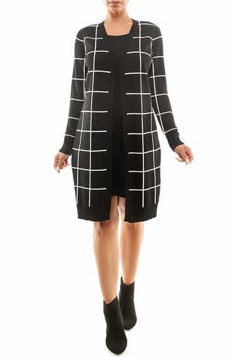 Twofer Windowpane Sweater Sheath Dress