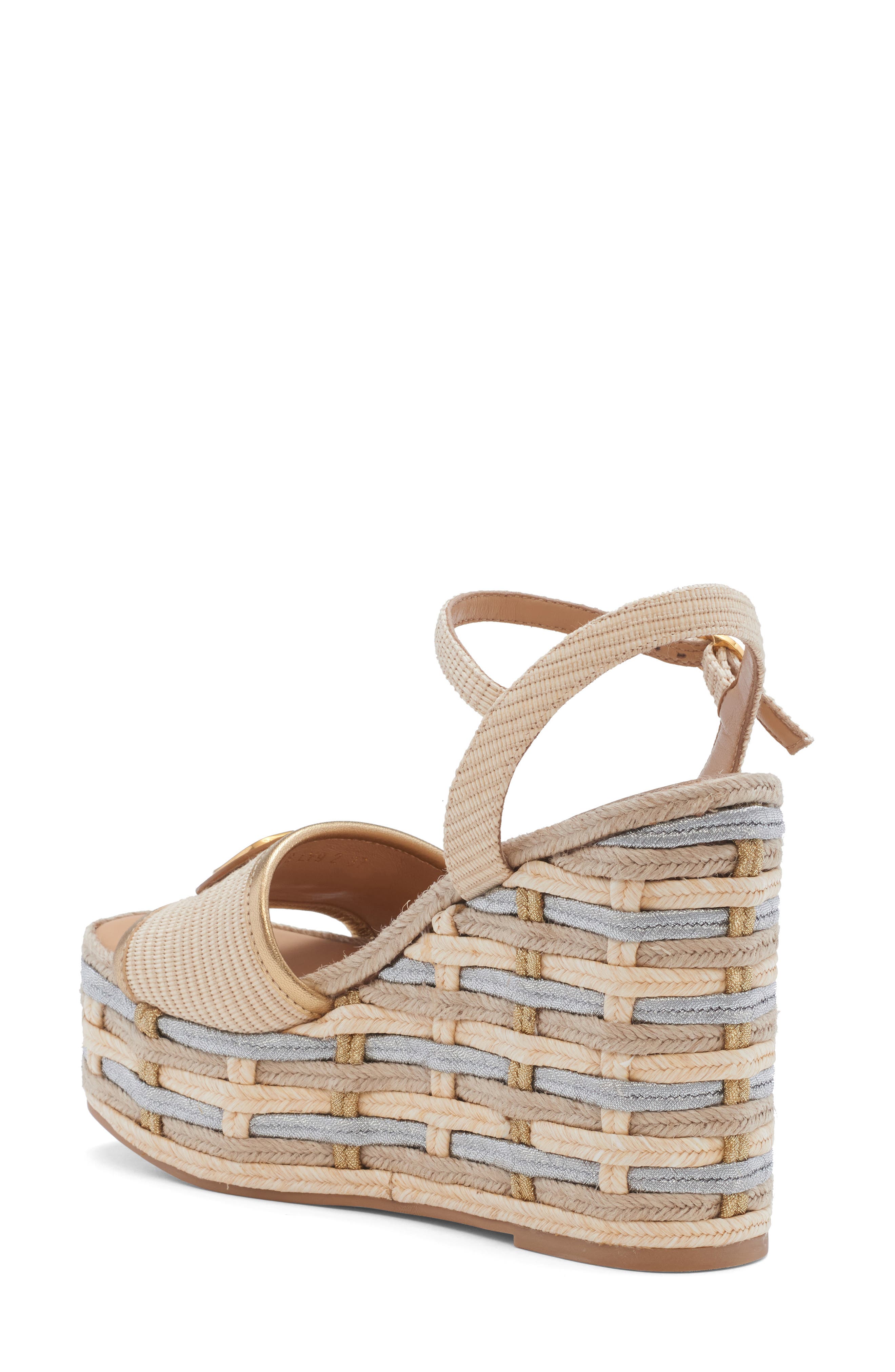 Valentino Garavani VLOGO Espadrille Wedge Sandal, Alternate, color, Natural