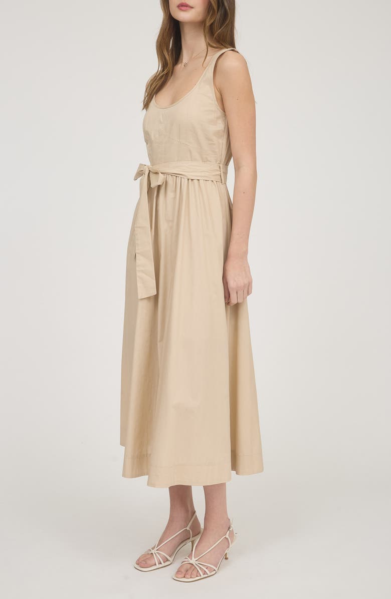 ZOE AND CLAIRE Belted A-Line Midi Dress, Alternate, color, Light Khaki