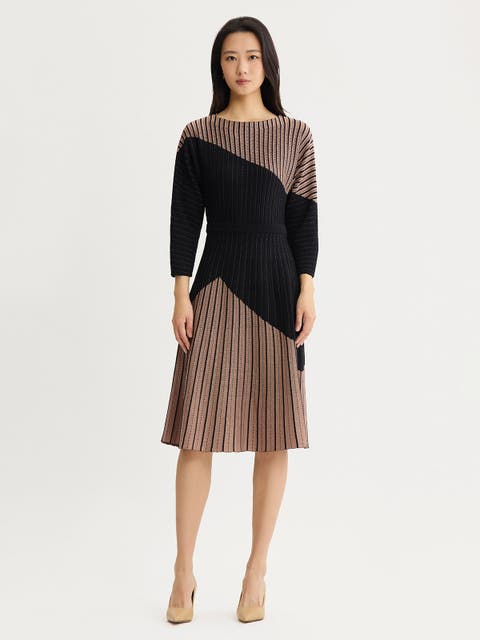 Fit & Flare Dolman Sleeve Soft Knit Midi Dress