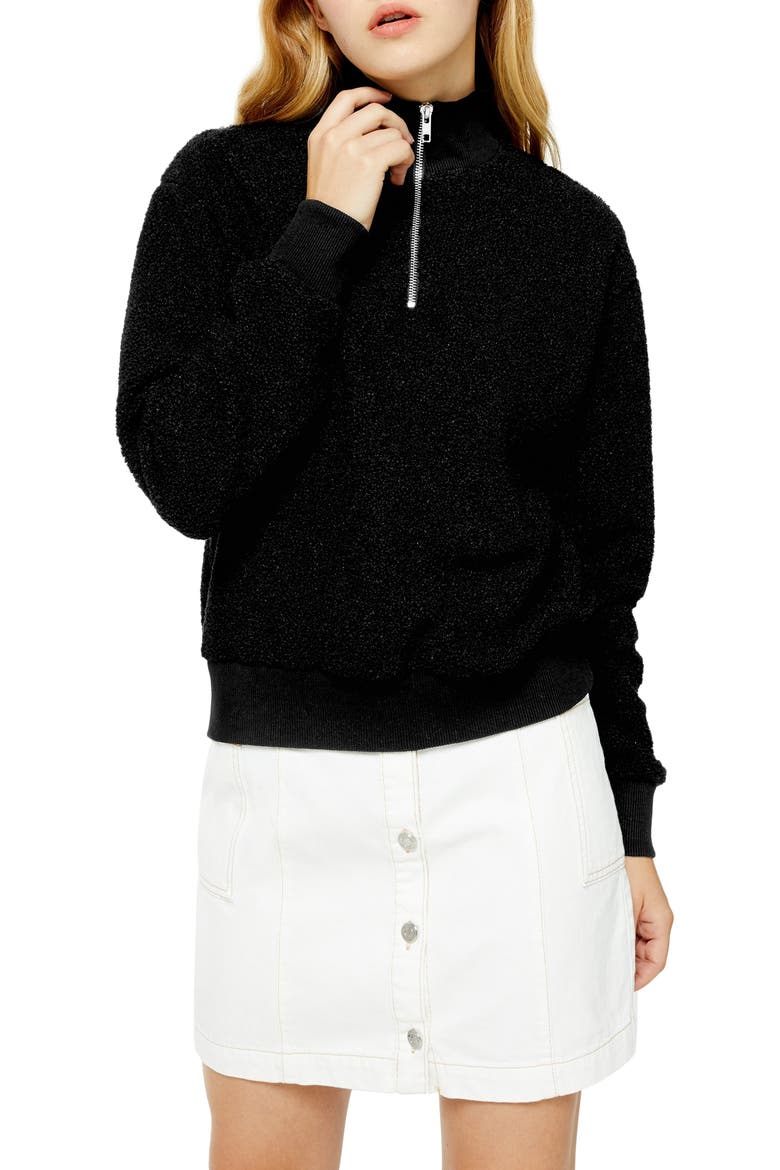Half Zip Funnel Neck Sweatshirt, Main, color, BLACK