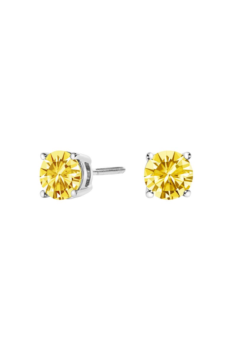 Haus of Brilliance 14K Gold 1 1/2 Cttw Lab Grown Yellow Diamond Solitaire Stud Earrings, Alternate, color, White