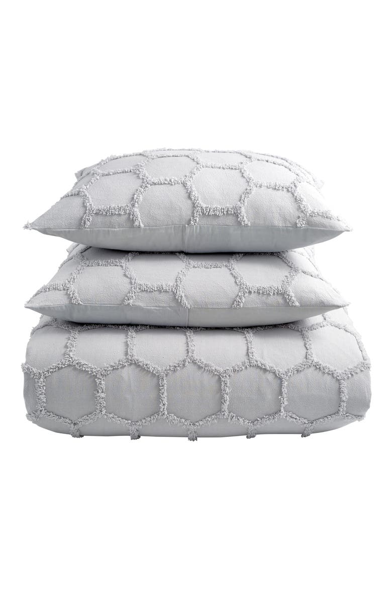 Chenille Honeycomb Comforter & Sham Set, Alternate, color, GREY