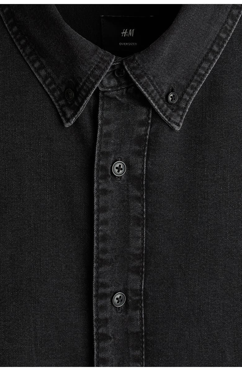 H&M Oversized denim shirt, Alternate, color, Denim Black