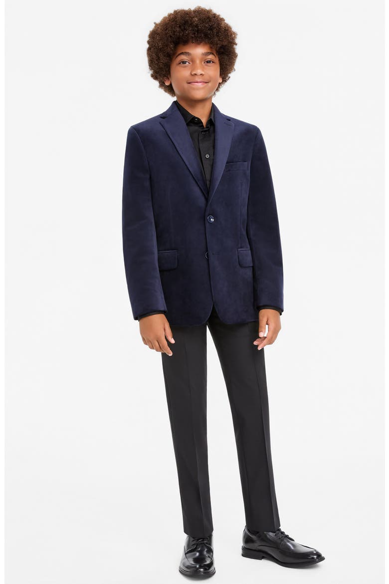 Kids' Velvet Blazer, Main, color, NAVY