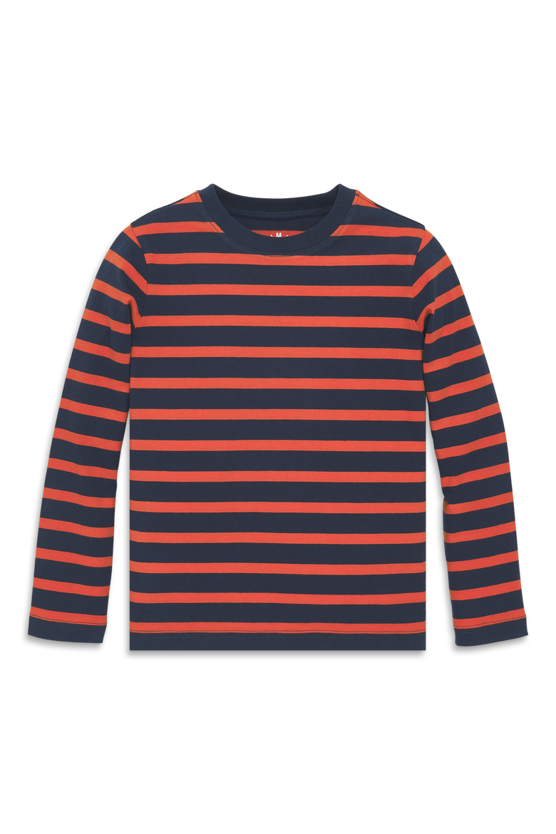 Kids Long Sleeve Tee In Stripe, Main, color, Navy Pumpkin Stripe