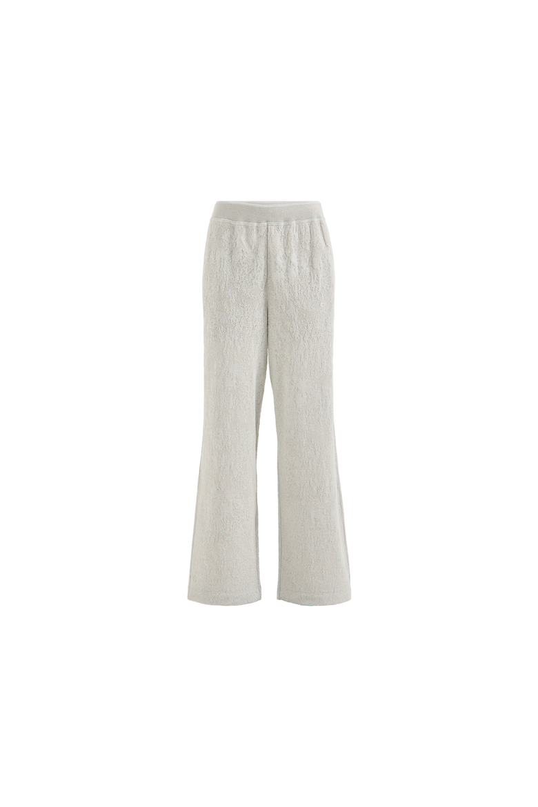 Lace flowers jersey track trousers in sparkling virgin wool and cashmere, Alternate, color, Light Grey