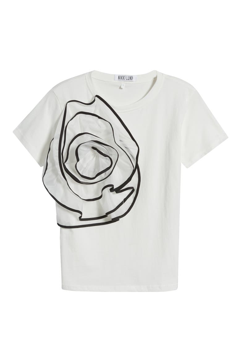 Florence 3D Flower T-Shirt, Alternate, color, WHITE