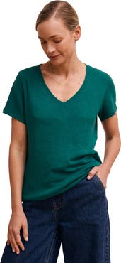 Celtic & Co. Relaxed V-Neck Linen Blend T-Shirt