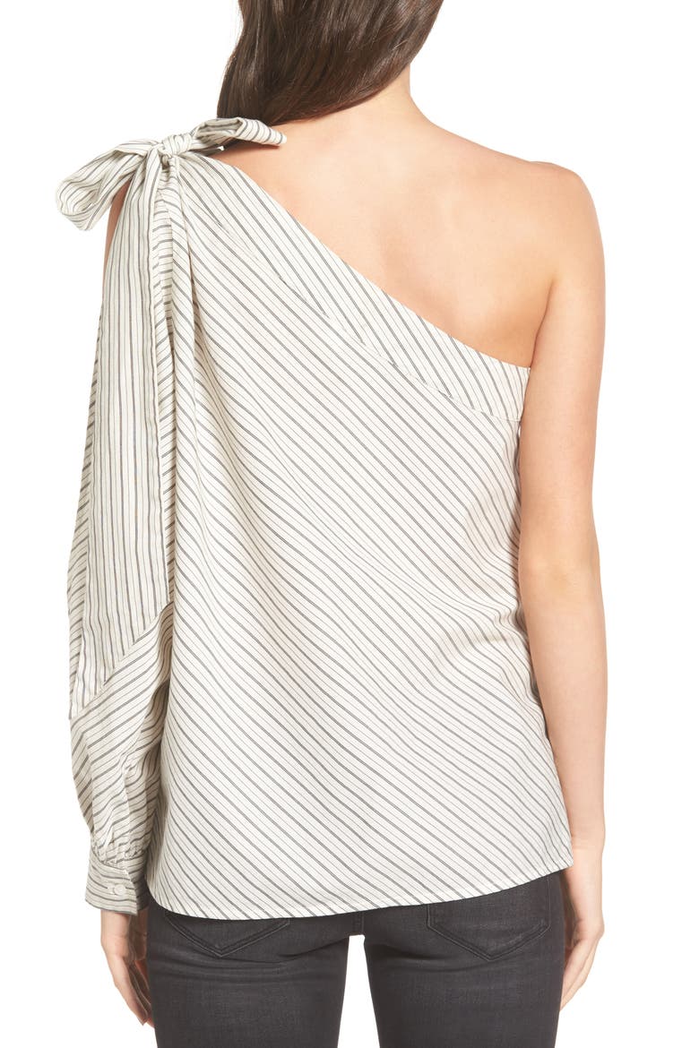 Split Sleeve One-Shoulder Top, Alternate, color, IVORY AVERY STRIPE