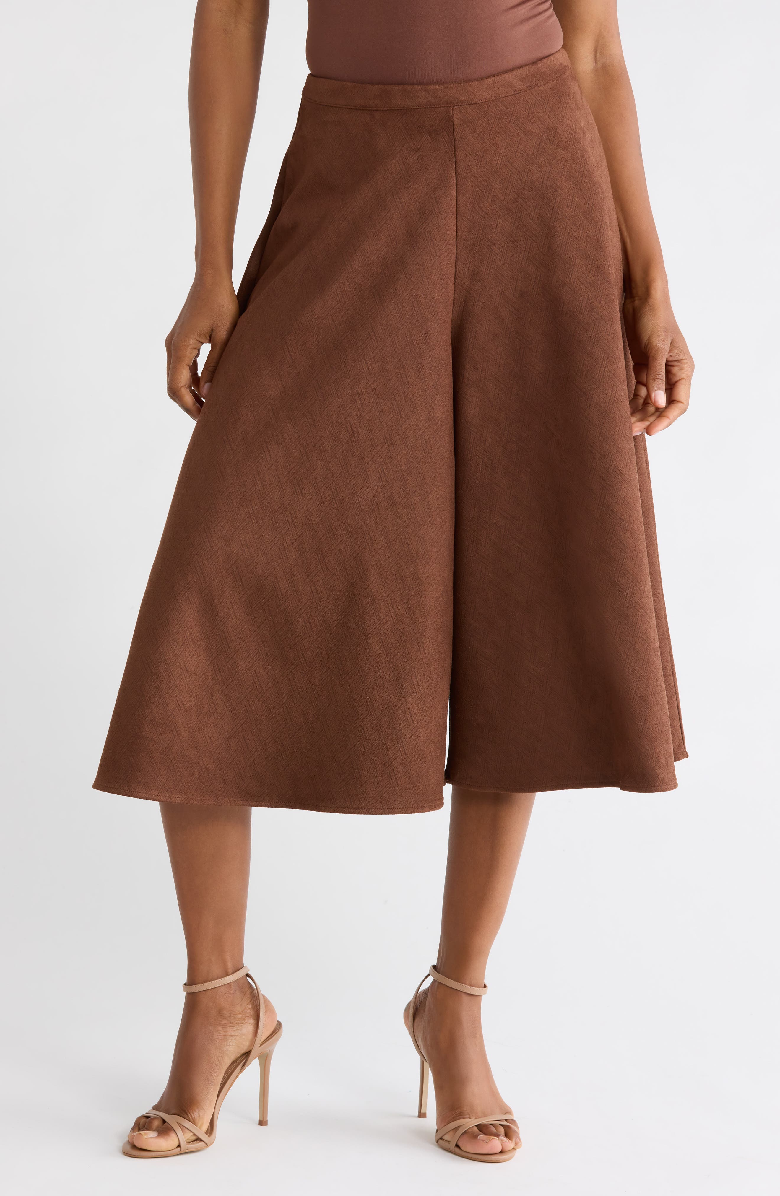 Textured Faux Suede Culottes