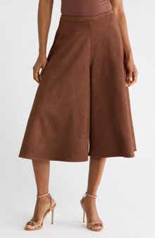Textured Faux Suede Culottes