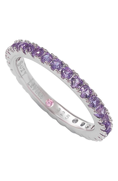 Purple CZ Eternity Band Ring