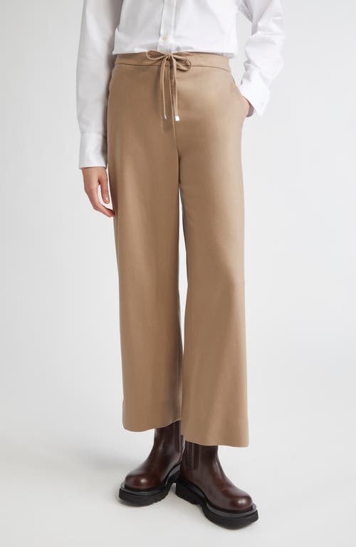 Max Mara Flora Stretch Virgin Wool Drawstring Pants In Brown