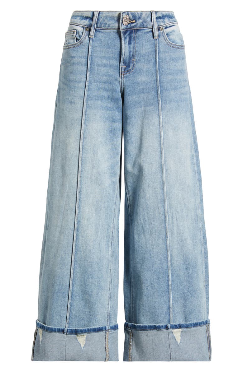 HIDDEN JEANS Pintucked Cuffed Wide Leg Jeans, Alternate, color, Medium Wash