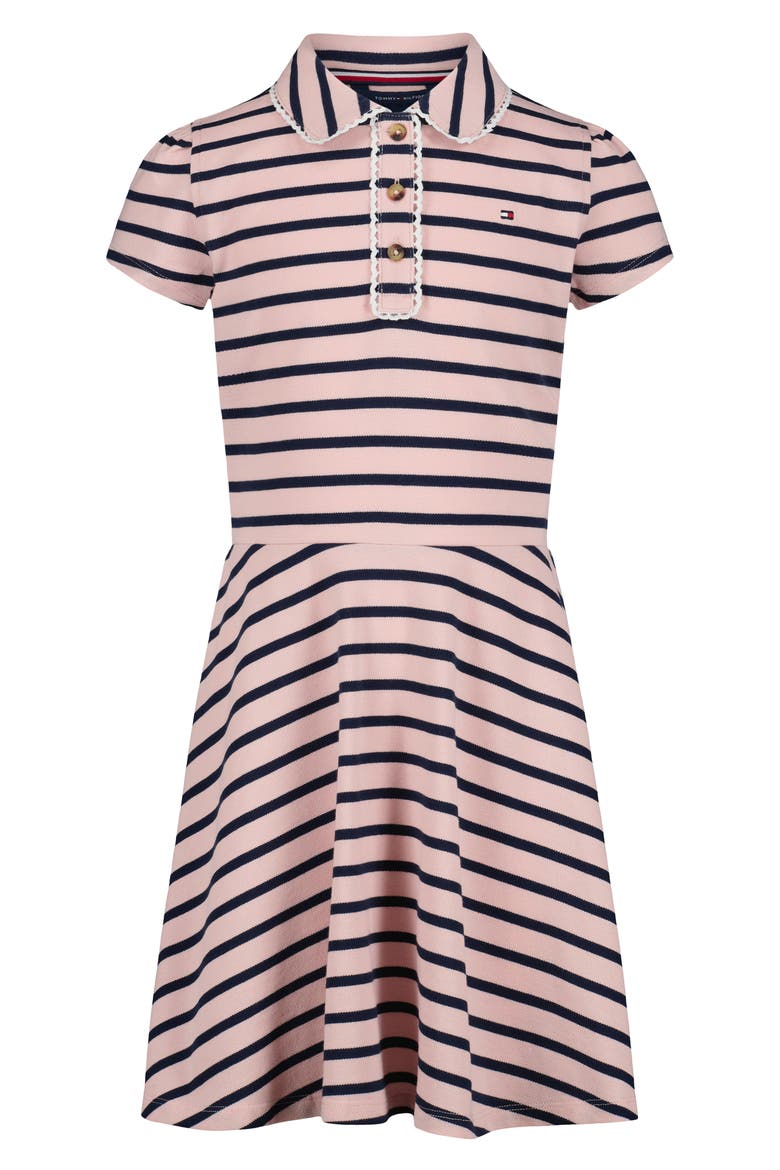 Kids' Breton Striped Polo Dress, Main, color, LOTUS